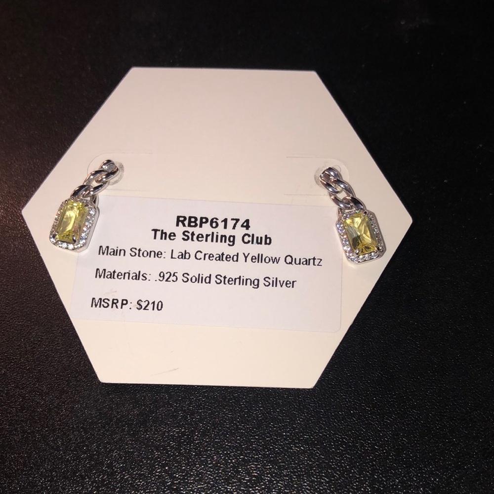 Ring bomb party sterling club lab, created yellow quartz earrings